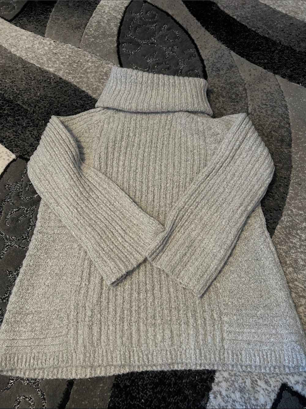 Simply Vera Vera Wang Light Gray Ribbed Turtleneck Sweater Medium
